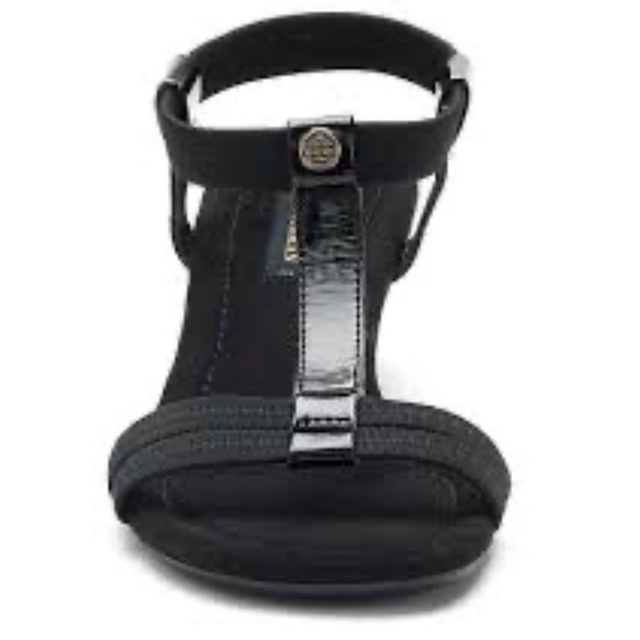 Dana Buchman 9 T-bar Blk Heel Wedge Sandals Summer‎ Whimsigoth Office Career Y2K - Picture 3 of 12